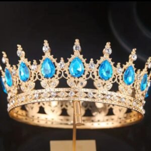 Baroque Princess Crown Tiara Crystal Tiara Head band Princess Crowns for Bride - Blue