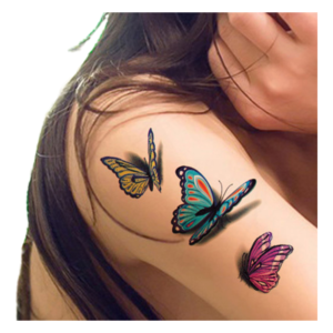 3D Butterfly Tattoos Sticker |Temporary Body Art Tattoo Sticker |Rose Flower Feather Tattoo| Fake Tattoo for Women -8 pieces card