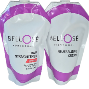 Bellose Hair straightener Keratin Care Pouch Pack 400ml + Bellose Hair Re-bonding Hair Straightener Neutralizing Cream 400ml- Salon Bundle pack