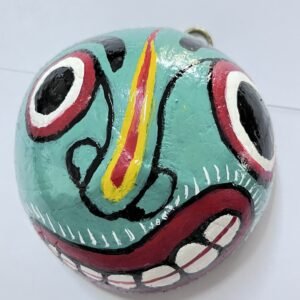 Traditional Sri Lankan Face Mask, Eco Friendly Hand Crafted Coconut Shell Mask -Kolam - Kolam Green