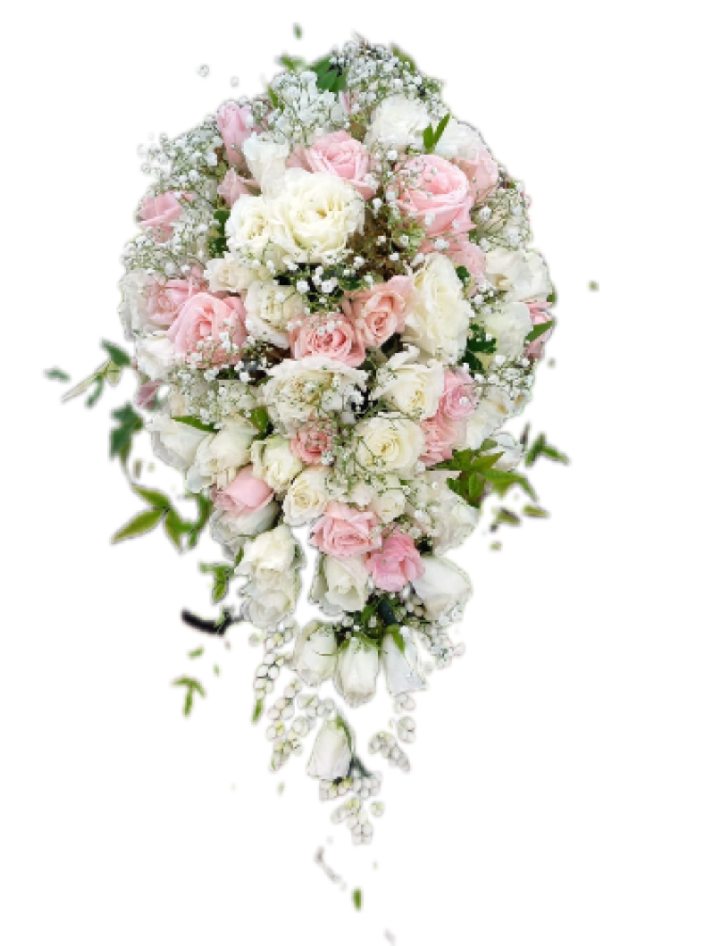 Natural Bridal Posy Flower Mixed Roses Bouquet With Extra Head Dress