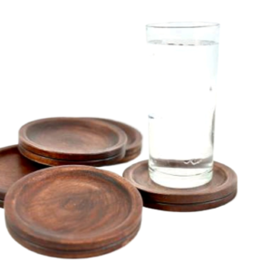 Eco Friendly Natural Mahogany 6 Wood Coasters| Reusable Wooden Serve ware