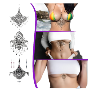 Waterproof Temporary Fake Chest Body Art Tattoo| Jewelry Lace Totem |Lotus Mandala Tattoo |Decal Waist Art Tattoo Sticker For Women