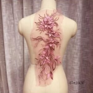 Fashion Woman Pink Flower Embroidery Sew On Patches Clothes Sewing Floral Repair for Clothing Accessories