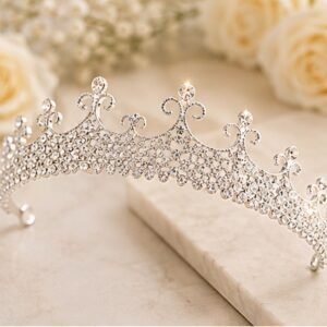 Princess Crown Silver Tiara |Full Crown Crystal Tiara Headband |Princess Rhinestone Tiaras and Crowns