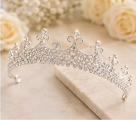 Princess Crown Silver Tiara |Full Crown Crystal Tiara Headband |Princess Rhinestone Tiaras and Crowns