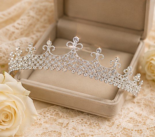 Princess Crown Silver Tiara |Full Crown Crystal Tiara Headband |Princess Rhinestone Tiaras and Crowns - Image 3