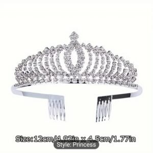 Princess Crown Silver Tiara |Full Crown Crystal Tiara Headband |Princess Rhinestone Tiaras and Crowns