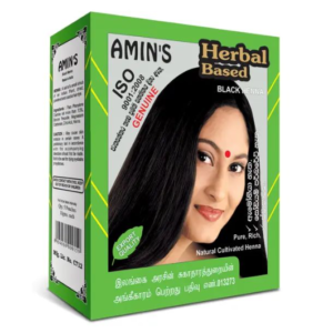 Amin's Black Henna Herbal Hair Color - Natural Semi-Permanent Hair Dye, Gray Coverage, Hair Care for Men & Women