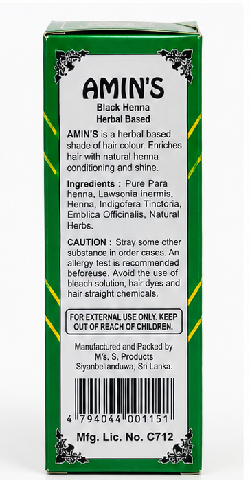 Amin's Black Henna Herbal Hair Color - Natural Semi-Permanent Hair Dye, Gray Coverage, Hair Care for Men & Women - Image 3