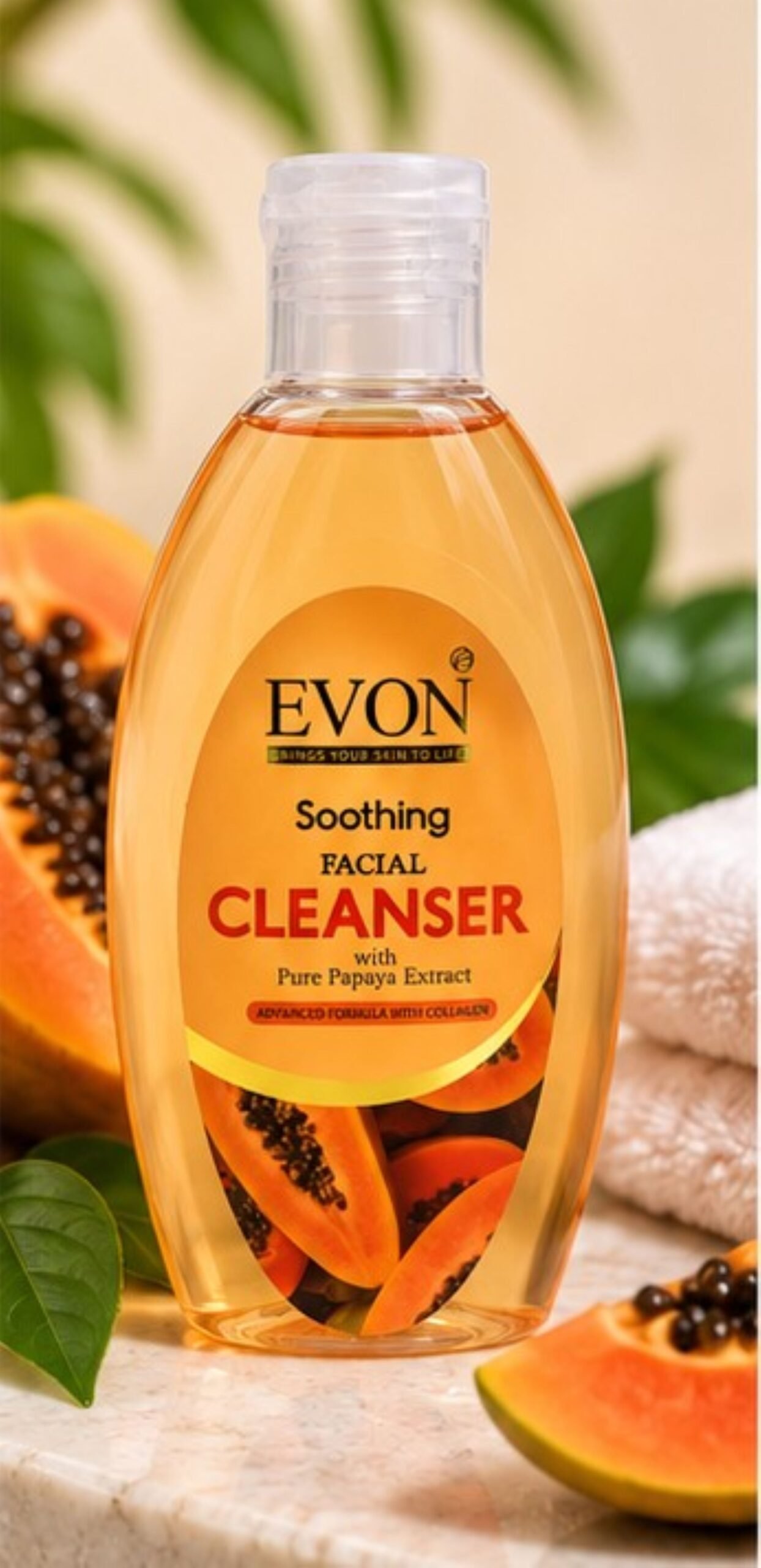 Evon Papaya Facial Cleanser 225ml | Deep Facial Cleansing | Salon & Home Use
